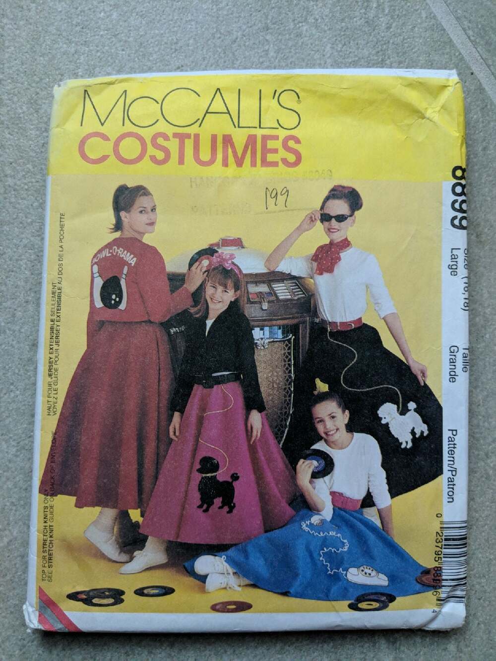 UNCUT McCall's Costume Pattern 8899 Poodle Skirt LG (16-18)